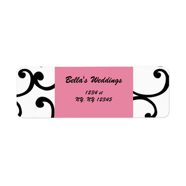 pink damask Return address label (Front)