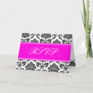 Pink Damask RSVP Card
