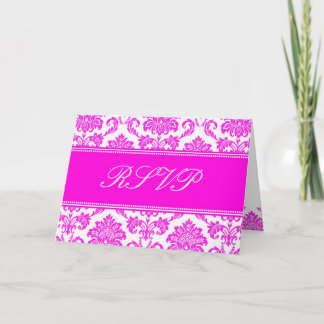 Pink Damask RSVP Card