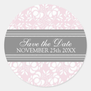 Pink Damask Save the Date Envelope Seal