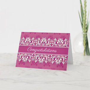 Pink Damask swirl Congratulations Card