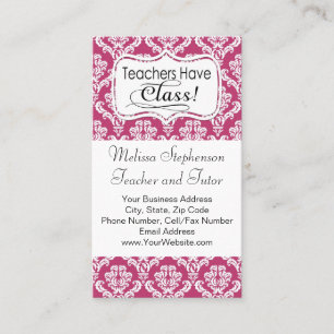 Pink Damask, Teachers Have Class Business Card