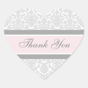 Pink Damask Thank You Wedding Envelope Seals