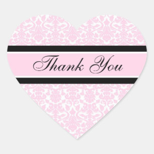 Pink Damask Thank You Wedding Envelope Seals