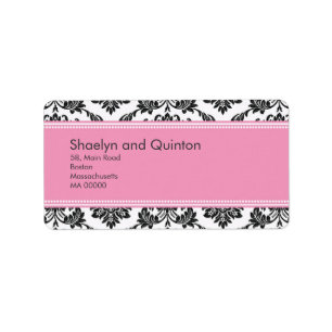 Pink Damask Wedding Address Labels