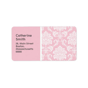 Pink Damask Wedding Address Labels