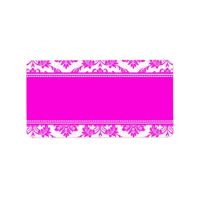 Pink Damask Wedding Address Labels (Front)