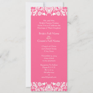 Pink Damask Wedding Invitation
