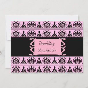 Pink Damask Wedding Invitation