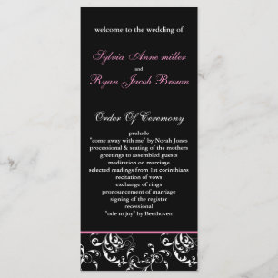 pink damask Wedding program