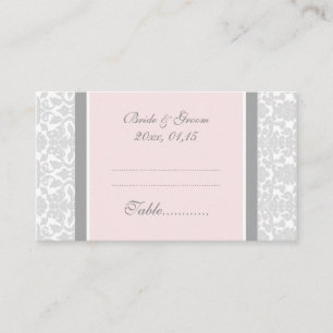 Pink Damask Wedding Table Place Setting Cards