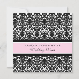 Pink Damask Wedding Vow Renewal Invitations