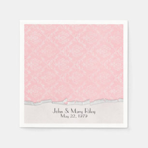 Pink Damask with torn edge border Napkin