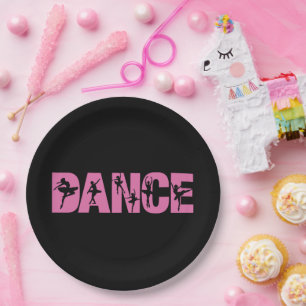 Pink DANCE with Ballerina Cutouts Paper Plate