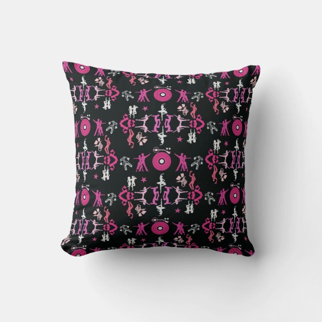 Pink Dancer Patterned Home Decor Cushion (Front)