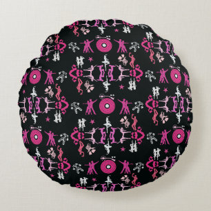 Pink Dancer Patterned Home Decor Round Cushion