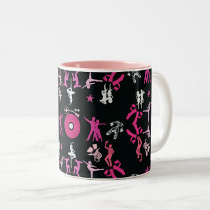 Pink Dancer Patterned Home Decor Two-Tone Coffee Mug