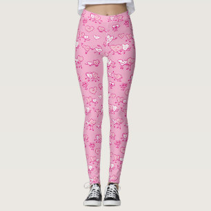 Pink Dancing Hearts LOving Couples Valentine Leggings