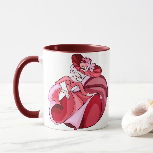 Pink Dancing Lady Mug (With Donut)