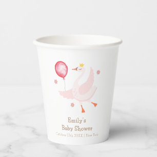 Pink Dancing Princess Swan Balloon Baby Shower  Paper Cups