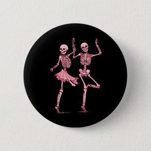 Pink Dancing Skeletons Dance Day Of Dead Halloween 6 Cm Round Badge