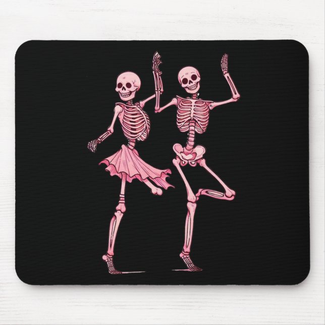Pink Dancing Skeletons Dance Day Of Dead Halloween Mouse Pad (Front)