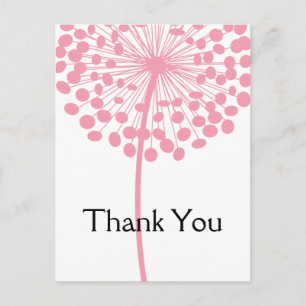 Pink Dandelion Flower Thank You Postcards 2