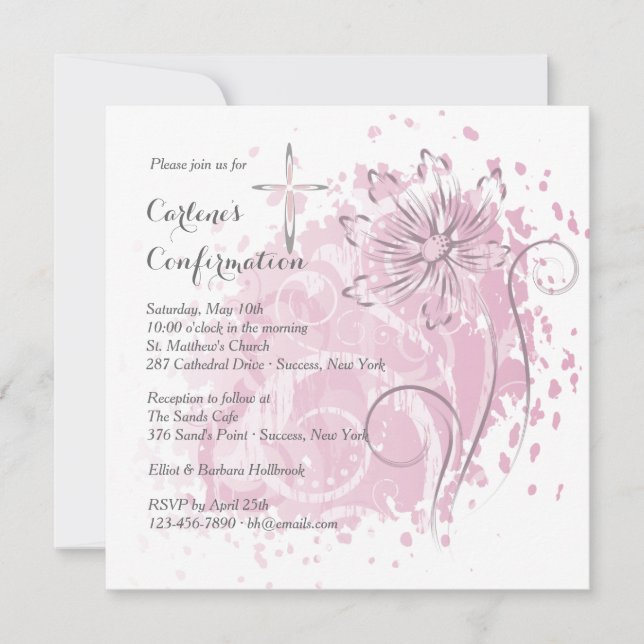 Pink Dandelion Invitation (Front)
