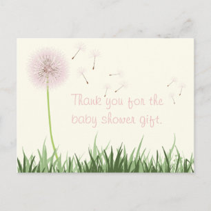 Pink Dandelion Thank You Postcard