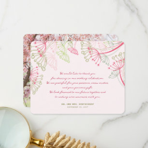 Pink Dandelions Flower Spring Wedding Thank You Card