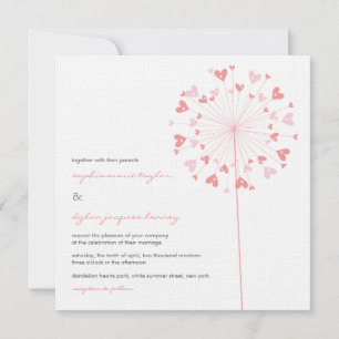 Pink Dandelions Love Summer Wedding Invitation