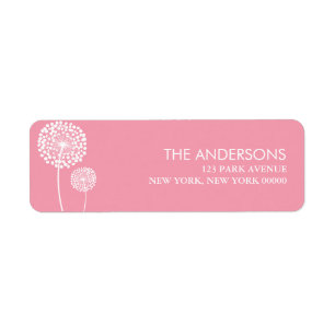 Pink Dandelions Return Address Label