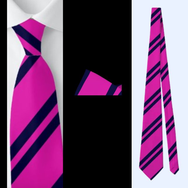 Pink Dark Blue Striped Pattern          Tie (Creator Uploaded)