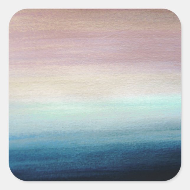 Pink & Dark Blue Watercolor | Square Sticker (Front)