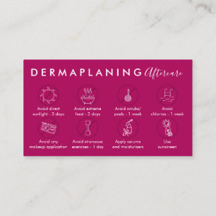 Pink Dark Dermaplaning Aftercare Post Instruction Business Card