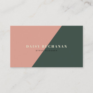 Pink & Dark Green Stylish Block Business Card