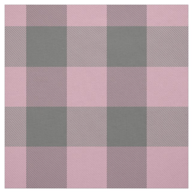 pink dark grey buffalo plaid fabric (Swatch)