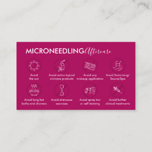 Pink Dark Microneedling Aftercare Post Instruction Business Card