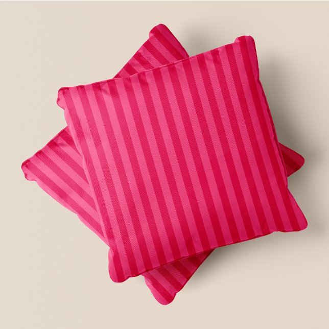 Pink & Dark Pink Stripes Cushion (Pink & Dark Pink Stripes Throw Pillow)