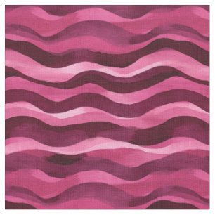 Pink & Dark Pink Watercolor Wavy Lines Fabric