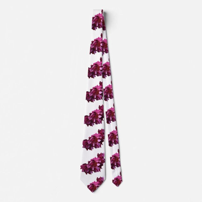 Pink & Dark Red Roses Floral Photo Tie (Front)