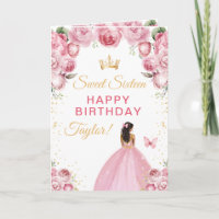 Pink Dark Skin Girl Sweet Sixteen Birthday