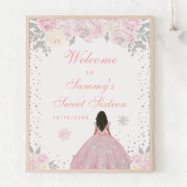 Pink Dark Skin Girl Sweet Sixteen Welcome Poster (Creator Uploaded)