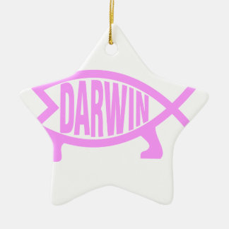 Pink Darwin Fish Ceramic Ornament