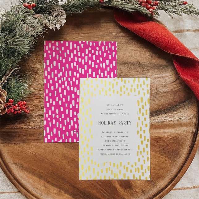 Pink Dashingly Golden Holiday Party Gold (Pink Dashingly Golden Holiday Party Gold Foil Invitation)