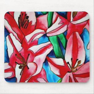 Pink day lily flowers mouse pad