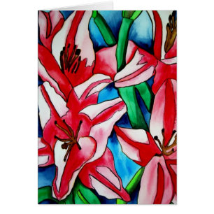 Pink Day lily watercolor art painting