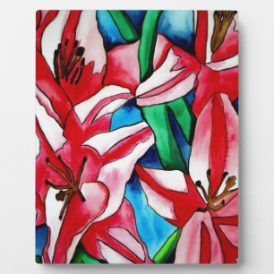 Pink Day lily watercolor art painting Plaque