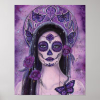 Pink day of the dead art by Renee Lavoie
