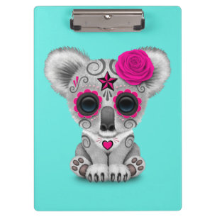 Pink Day of the Dead Baby Koala Clipboard